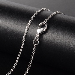 Brass Necklaces, Cable Chain, with Lobster Clasp, Platinum, 17.13 inch, 1.5mm