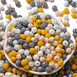 Perles en verre, facette, rondelle, jaune, 6x5mm, Trou: 1mm, environ 280 pcs/60 g