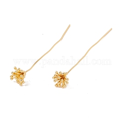 Spille a testa di fiore in ottone, oro, 56mm, pin: 21 calibro (0.7 mm), fiore: 18.5 mm di diametro