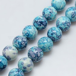 Oceano sintetico perle di giada bianca fili, tinto, tondo, cielo blu profondo, 6mm, Foro: 1 mm, circa 66pcs/filo, 15.55 pollice