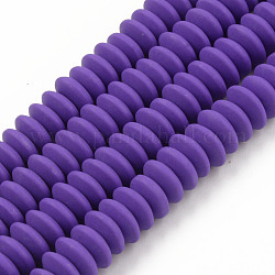 手作り樹脂粘土ビーズ連売り  フラットラウンド  紫色のメディア  8.5~9x3.5mm  穴：1.6mm  約112個/連  15.75インチ〜16.14インチ（40~41cm）