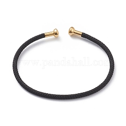 Fabrication de bracelets en fil d'acier au carbone tressé, avec embouts en laiton doré, noir, 0.25 cm, diamètre intérieur: 2-3/8 pouce (6.1 cm)