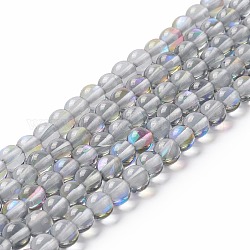 Chapelets de perles en pierre de lune synthétique, ronde, grises , 6mm, Trou: 0.8mm, Environ 63 pcs/chapelet, 14.57''~15.55'' (37~39.5 cm)