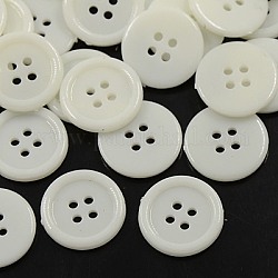 Bottoni da cucire acrilico, bottoni della camicia di plastica per i costumi, 4-foro, tinto, rotondo e piatto, bianco, 17x2mm, Foro: 1 mm