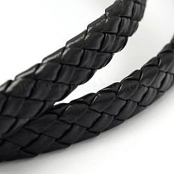 Плетеные имитация кожаный шнур, чёрные, 9x4 мм, 10 ярдов / рулон