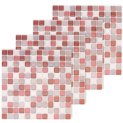 Adesivi per piastrelle a mosaico 3d, Rivestimenti autoadesivi 3d, decalcomanie per piastrelle in vinile decorativo quadrato in pvc, colore misto, 23.6x23.6x0.1cm, pacchetto: 25.4x24x0.1 cm