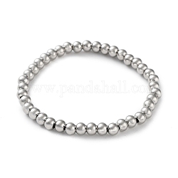 316 elastisches Armband aus chirurgischem Edelstahl mit runden Perlen, Edelstahl Farbe, Innendurchmesser: 2 Zoll (5.05 cm), breit: 5 mm
