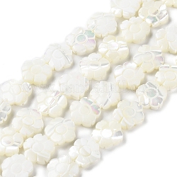 Fili di perline di conchiglia trochus naturale, fiore, bianco floreale, 12x12.5x3mm, Foro: 0.8 mm, circa 33pcs/filo, 15.75'' (40 cm)
