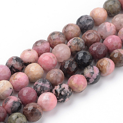 Chapelets de perles en rhodonite naturelle, facette, ronde, 4~4.5mm, Trou: 1mm, Environ 96 pcs/chapelet, 15.5 pouce