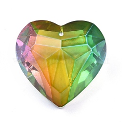 K9 pendenti di strass di vetro, sfaccettato, cuore, colorato, 44x45.5x27.5mm, Foro: 1.4 mm