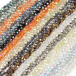 Chapelets de perles en verre transparent électrolytique, torsion, couleur mixte, 8.2x8.2x6.8mm, Trou: 1mm, Environ 80 pcs/chapelet, 25.98 pouce (66 cm)
