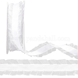 Bordure en dentelle plissée en polyester de 10 mètre, ruban de dentelle à franges pour accessoires de vêtement, blanc, 1 pouce (25 mm)