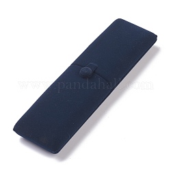 Velvet Necklace Box, Double Flip Cover, for Showcase Jewelry Display Necklace Storage Box, Rectangle, Prussian Blue, 23x6.1x4cm
