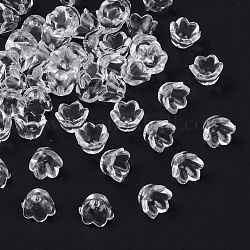 透明なアクリルビーズ  チューリップの花  スズランクリア  約10 mm幅  厚さ6mm  穴：1.5mm