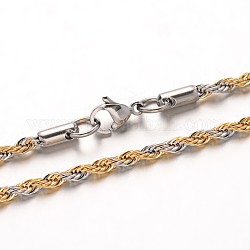 304 in acciaio inossidabile collane a catena corda, con chiusure moschettone, oro & colore acciaio inossidabile, 23.7 pollice (60.1 cm), 3mm