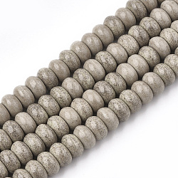 Chapelets de perles d'agate naturelle, teinte, rondelle, gris ardoise, 7.5~8x4.5mm, Trou: 1mm, Environ 90 pcs/chapelet, 15.7 pouce