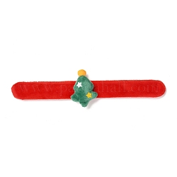 Braccialetti di schiaffo di natale, braccialetti a scatto per la festa di Natale di bambini e adulti, albero di Natale, verde, 24.5x2.5x0.2cm