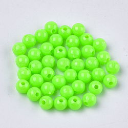 Perles plastiques opaques, ronde, lime, 6x5.5mm, Trou: 1.8mm