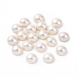 Perles de coquille semi-percée, demi-rond, blanc, 12x7mm, Trou: 1mm