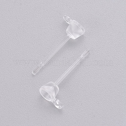 Transparent Painless Prevent Allergy Resin Stud Earring Findings, with Loop, Clear, 13x5.4mm, Hole: 0.7mm, Pin: 0.7mm, Fit for 3mm rhinestone