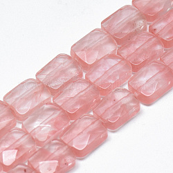 Cherry Quartz Glass Bead Strands, Faceted, Rectangle, 11x8x5mm, Hole: 1mm, about 18pcs/strand, 7.8 inch