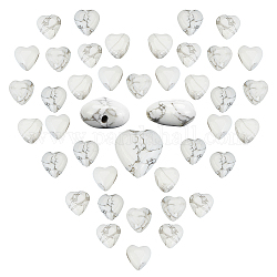 Brins de perles de howlite naturel sunnyclue, cœur, 10x10x5mm, Trou: 1mm, Environ 40 pcs/chapelet, 15.30 pouce (38.86 cm), 1strand / boîte