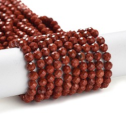 Natürliche rote Jaspis Perlen Stränge, facettiert, Runde, 4 mm, Bohrung: 0.6 mm, ca. 94~95 Stk. / Strang, 15.35'' (39 cm)