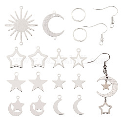 Yilisi kit fai da te per la creazione di orecchini a goccia con luna e stella, inclusi ciondoli e maglie in ottone e ganci per orecchini, Anellini di Ferro, platino, 120pcs/scatola