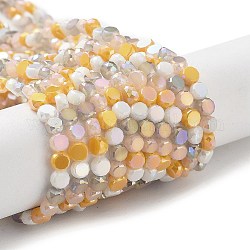 Perles en verre electroplate, facette, plat rond, colorées, 4x2.5mm, Trou: 0.9mm, Environ 100~104 pcs/chapelet, 14.17''~14.96'' (36~38 cm)