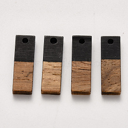 Pendentifs en bois de résine et de noyer, rectangle, noir, 20x6.5x3mm, Trou: 1.8mm