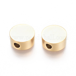 Vacuum Plating 304 Stainless Steel Beads, Flat Round, Golden, 10x4.5mm, Hole: 2mm