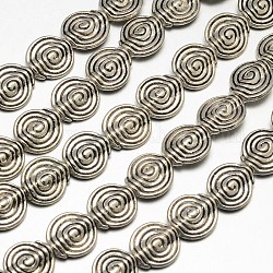 Tibetische style flach rund / Wirbellegierungskorn-Stränge, Bleifrei und Cadmiumfrei und Nickel frei, Antik Silber Farbe, 11.5x4 mm, Bohrung: 1.5 mm, ca. 19 Stk. / Strang, 8 Zoll