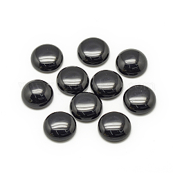 Cabochon in pietra nera sintetica, mezzo tondo/cupola, 6x3~4mm