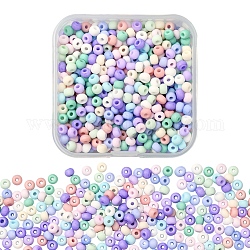6/0 Glass Seed Beads, Ceylon, Round Hole, Round, Mixed Color, 4~4.5x3mm, Hole: 1~1.2mm, about 550pc, 56g/box