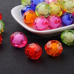Transparent Acrylic Beads, Bead in Bead, Faceted, Round, Mixed Color, 20x18mm, Hole: 3mm, about 130pcs/500g