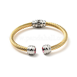 Bracelet manchette ouvert strass, bijoux en acier inoxydable doré 304 pour femme, rose, diamètre intérieur: 2-1/4 pouce (5.65 cm)