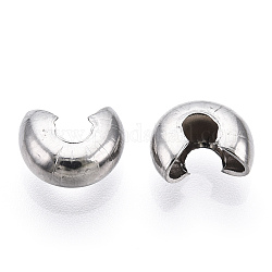 304 Edelstahl-Crimp-Perlen-Abdeckungen, Edelstahl Farbe, 8.2 mm, Bohrung: 2.5 mm