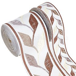 Gorgecraft 10m 2 styles broderie polyester ruban, motif de feuille, pour l'emballage de bouquets cadeaux, beige, 1-1/8~2-3/8 pouce (30~60 mm), 5m / style