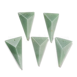 Colgantes naturales aventurina verde, charms tallado triángulo, 42~49.5x24.5~27.5x7~9.5mm, agujero: 1.2 mm