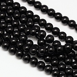 Eco-Friendly Round Baking Paint Glass Beads Strands, Cotton Cord Threaded, Black, 4~4.5mm, Hole: 0.7~1.1mm, about 104pcs/strand, 15 inch