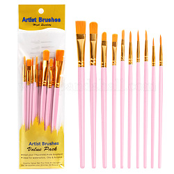 Set di pennelli in plastica per dipingere, con tubo di alluminio, per il mestiere di pittura ad acquerello ad olio fai da te, roso, 16.9~18.5cm, 10 pc / set