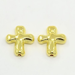 Perles en alliage de croix, sans plomb et sans cadmium, or, 14x12.5x4mm, Trou: 2mm