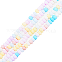 Opachi spruzzo dipinto fili di perle di vetro, smerigliato, rotondo e piatto, colorato, 4~4.5x3mm, Foro: 1 mm, circa 133~135pcs/filo, 15.43 pollice ~ 15.75 pollici (39.2~40 cm)
