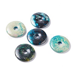 Synthetic Turquoise Pendants, Donut/Pi Disc, 40x5mm, Inner Diameter: 8mm