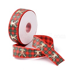 25 Yards Flat Christmas Theme Printed Polyester Grosgrain Ribbon, for DIY Jewelry Making, Colorful, 7/8~1 inch(23~25mm)