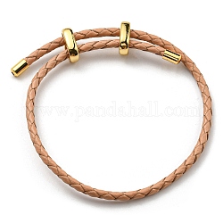 Кожаные браслеты плетеного шнура, регулируемый браслет, деревесиные, внутренний диаметр: 5/8~2-7/8 дюйм (1.5~7.3 см)