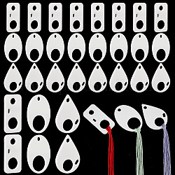 PH PandaHall 30PCS Acrylic Floss Bobbins, 3 Style White Acrylic Thread Drops Embroidery Thread Organizers Cross Stitch Thread Bobbins for Craft DIY Sewing Storage
