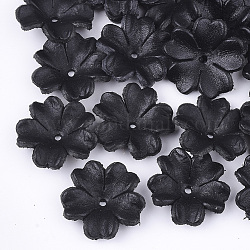 5-Petal Eco-Friendly Cowhide Bead Cap, Flower, Black, 24~25x24~25x6~6.5mm, Hole: 1.8mm