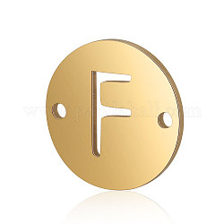 チタン鋼リンクコネクター  アルファベット付きフラットラウンド  ゴールドカラー  文字.f  12x0.8mm  穴：0.8mm