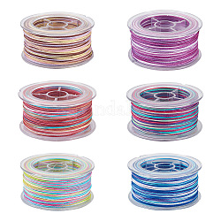 Elecrelive 6 Rolls 6 Colors Segment Dyed Polyester Thread, Braided Cord, Mixed Color, 0.8mm, about 54.68 yards(50m)/roll, 1roll/color